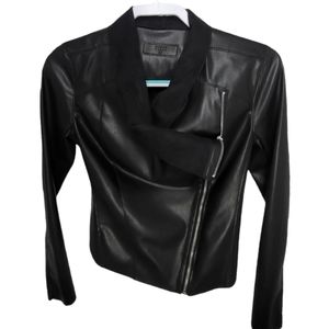 BLANKNYC Faux Leather Drapped Colar Jacket Short Black Size X-Small NWT